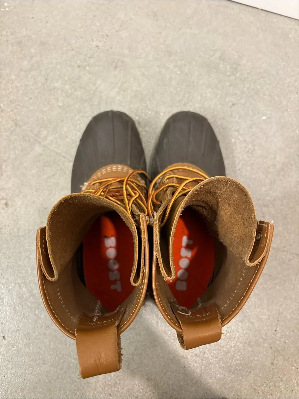 L.L. Bean Brown Leather and Dark Rubber Duck Boots Mens Size 7.5